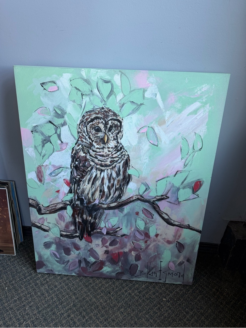 Hand-Painted Original Owl Canvas Art